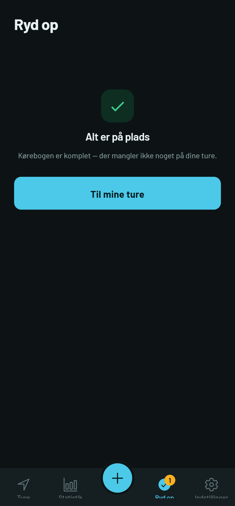 Ryd op: alt er på plads — kørebogen er komplet